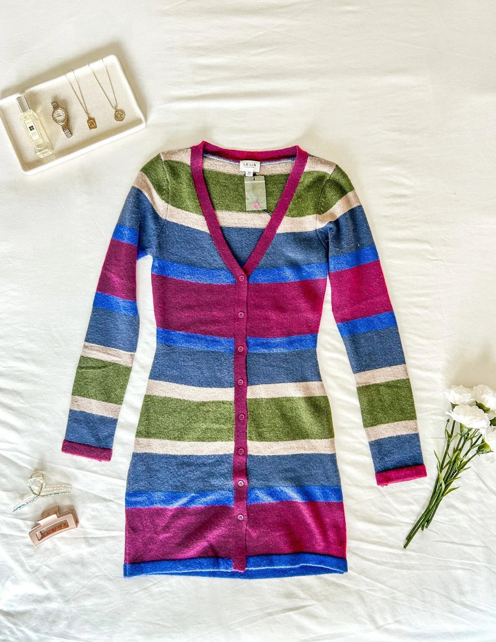 Multicolor Striped Sweater Dress