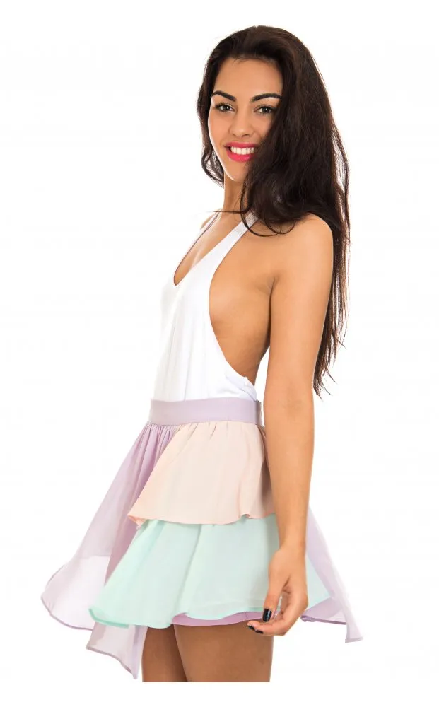 Multicoloured Layered Chiffon Skirt