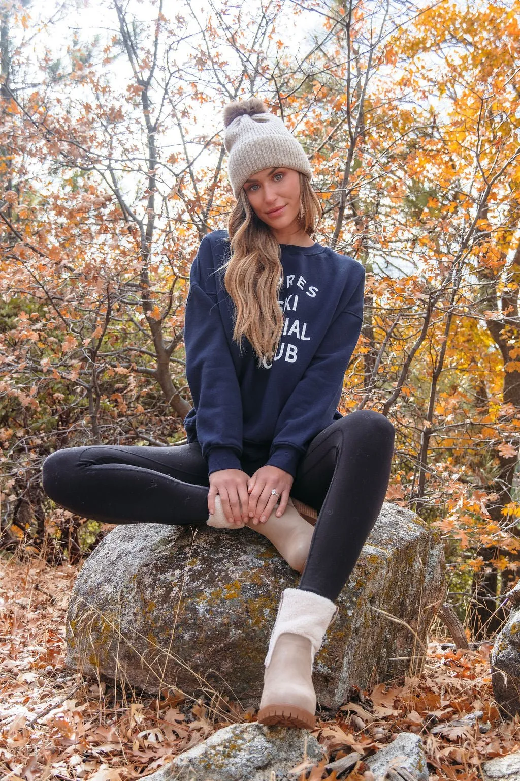 Navy Apres Ski Graphic Sweatshirt