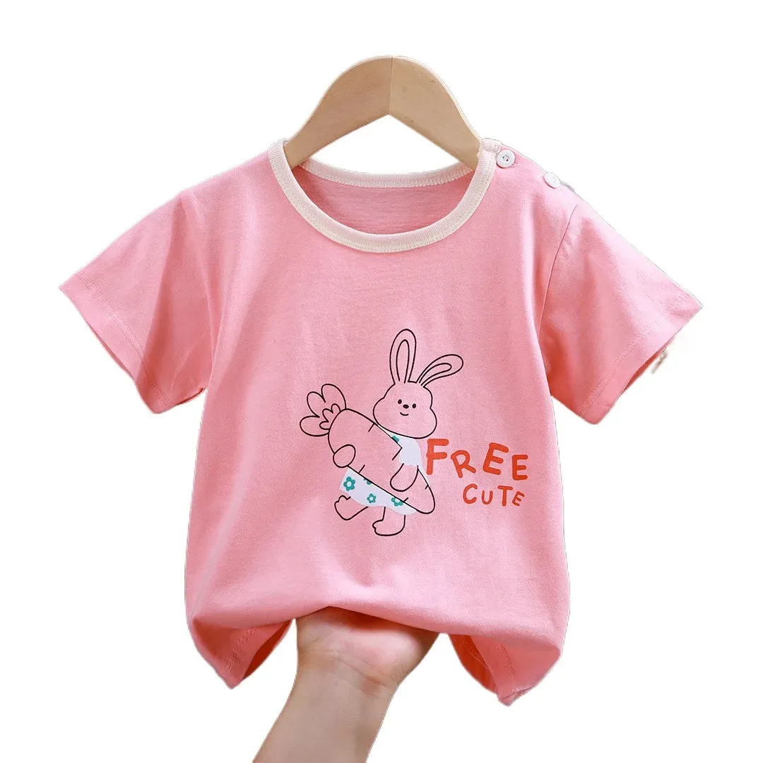 New Arrival Pure Cotton T-Shirt for Baby Girls and Boys, Summer Tee for Toddlers, Striped Short Sleeve Top  Ropa De Niña