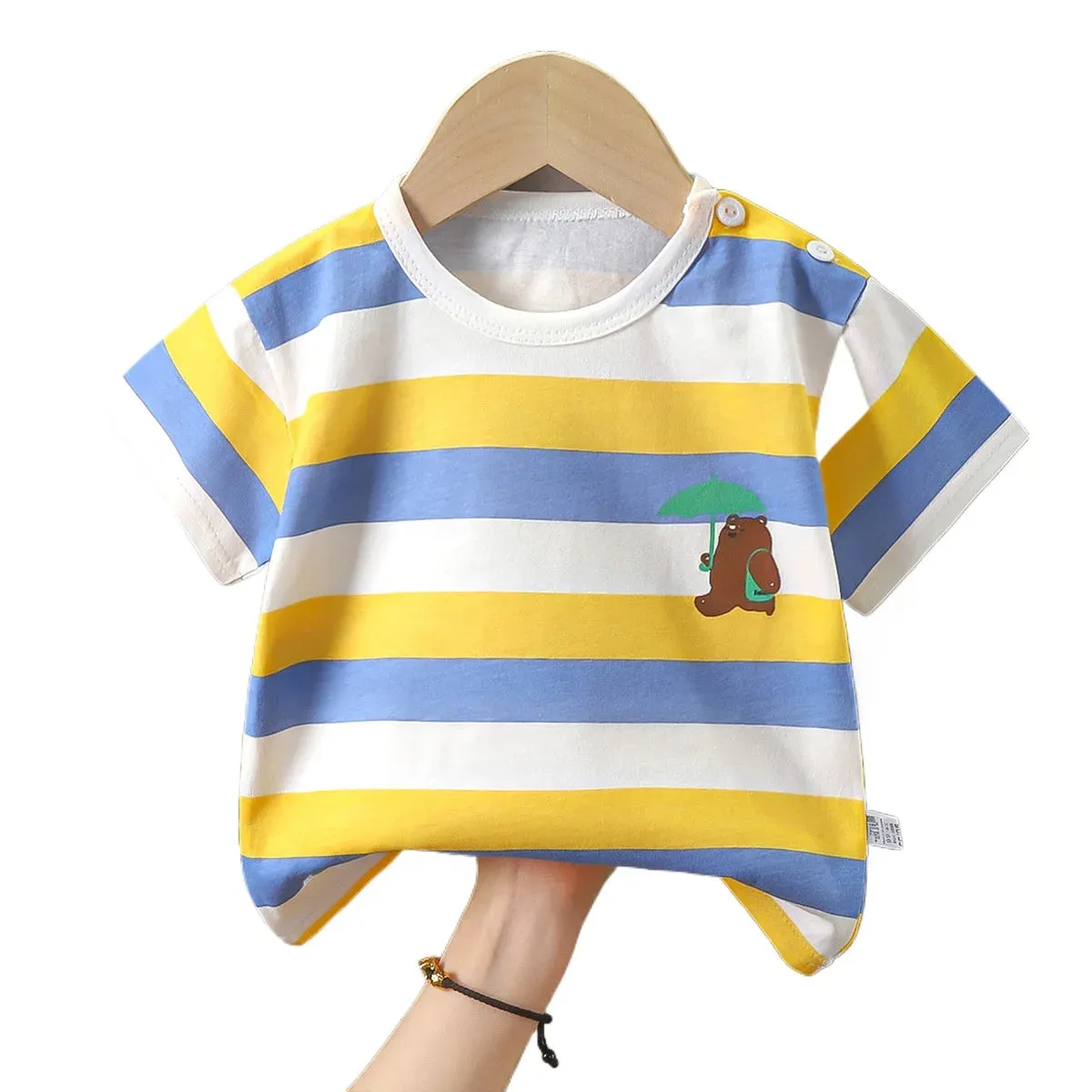 New Arrival Pure Cotton T-Shirt for Baby Girls and Boys, Summer Tee for Toddlers, Striped Short Sleeve Top  Ropa De Niña