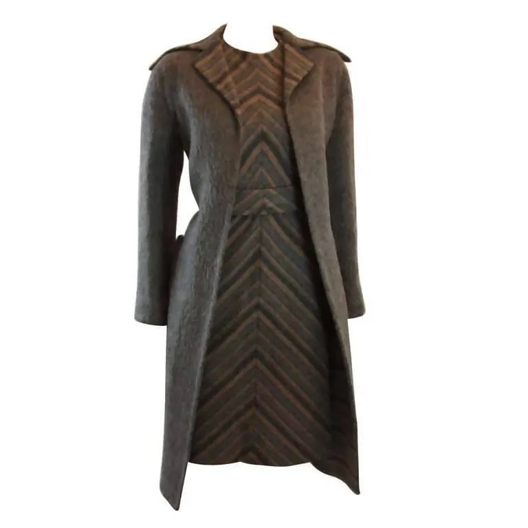 PAULINE TRIGERE Dark Brown 3 Piece Wool Dress Set | Size S