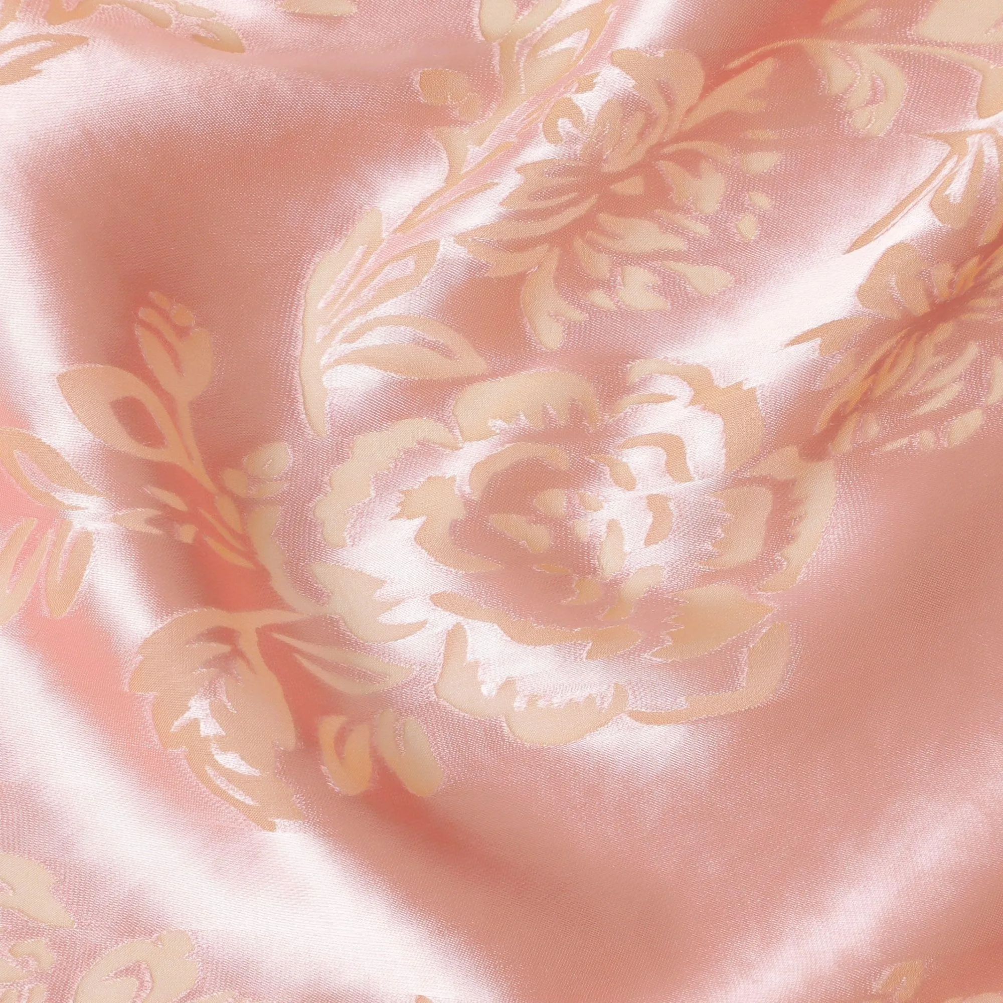 Peachy pink premium pure burnout silk chiffon fabric in floral design-D13106