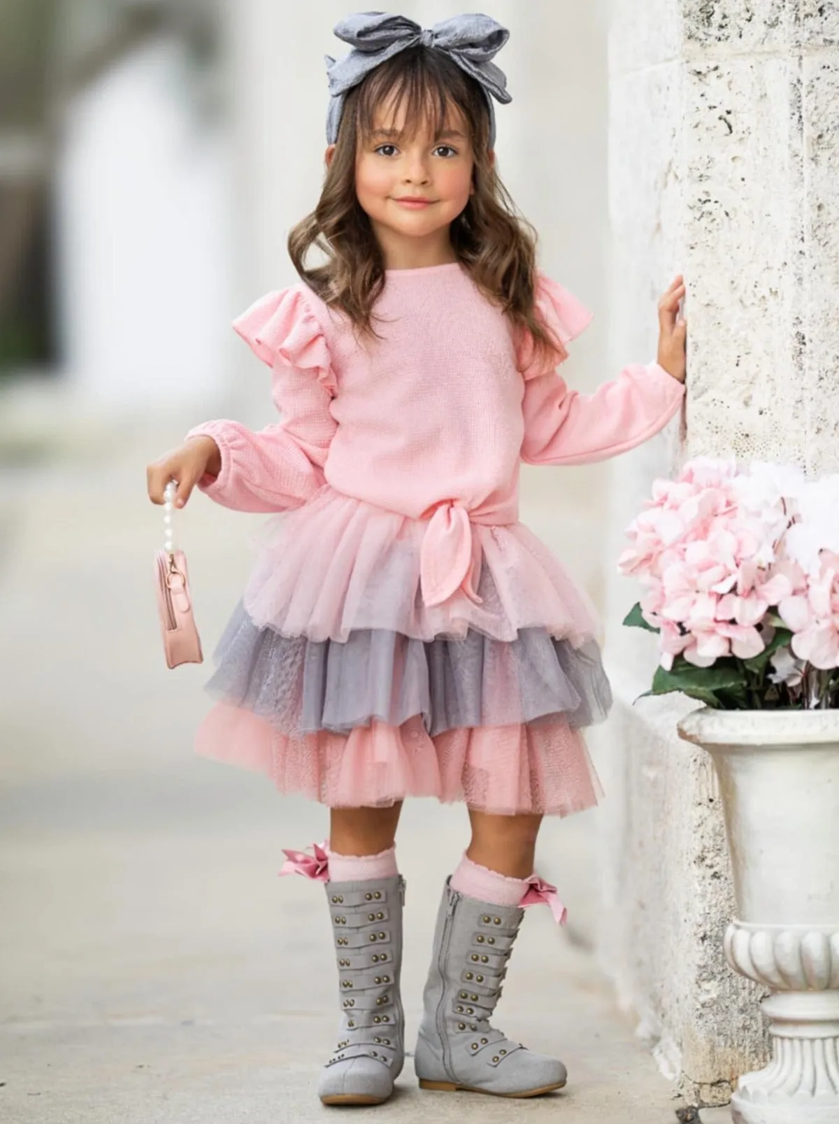 Pink Ruffle Top and Layered Tutu Skirt Set