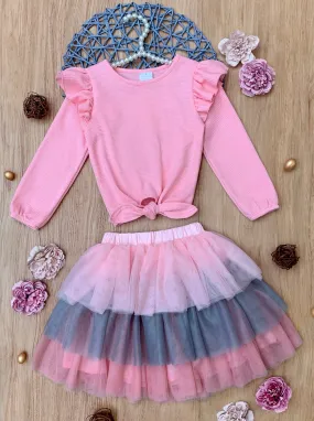 Pink Ruffle Top and Layered Tutu Skirt Set