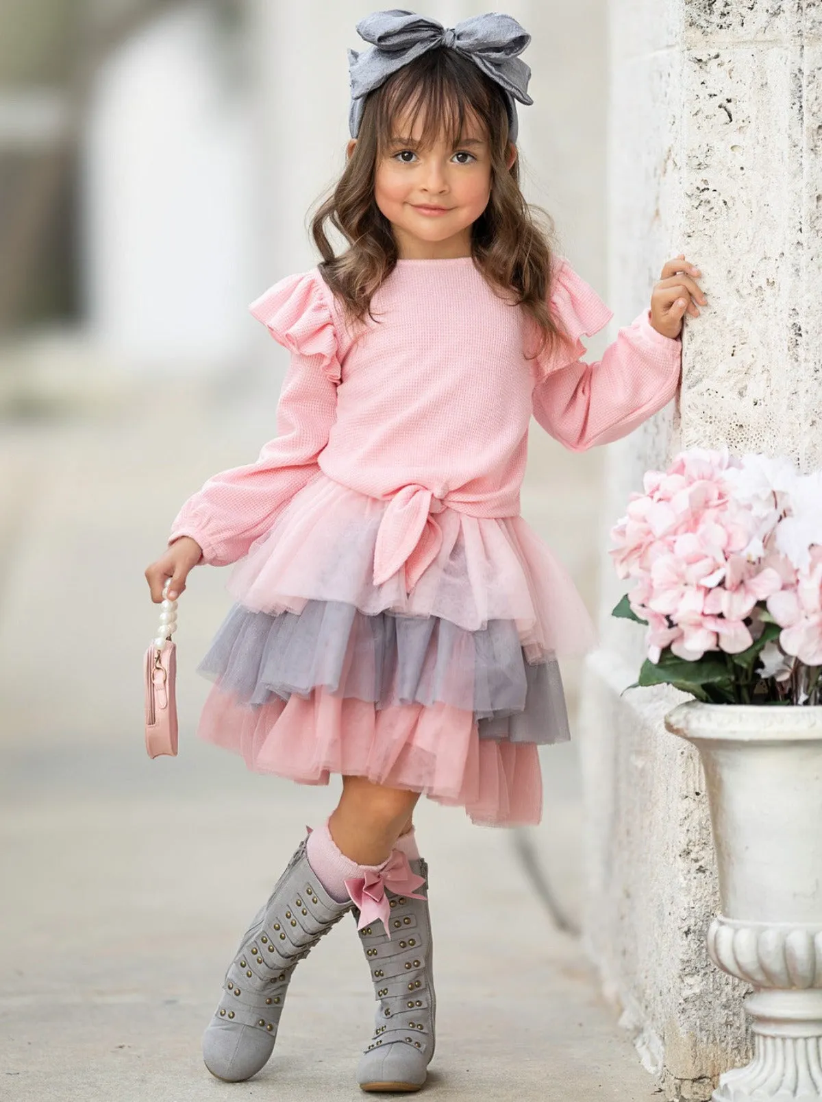 Pink Ruffle Top and Layered Tutu Skirt Set