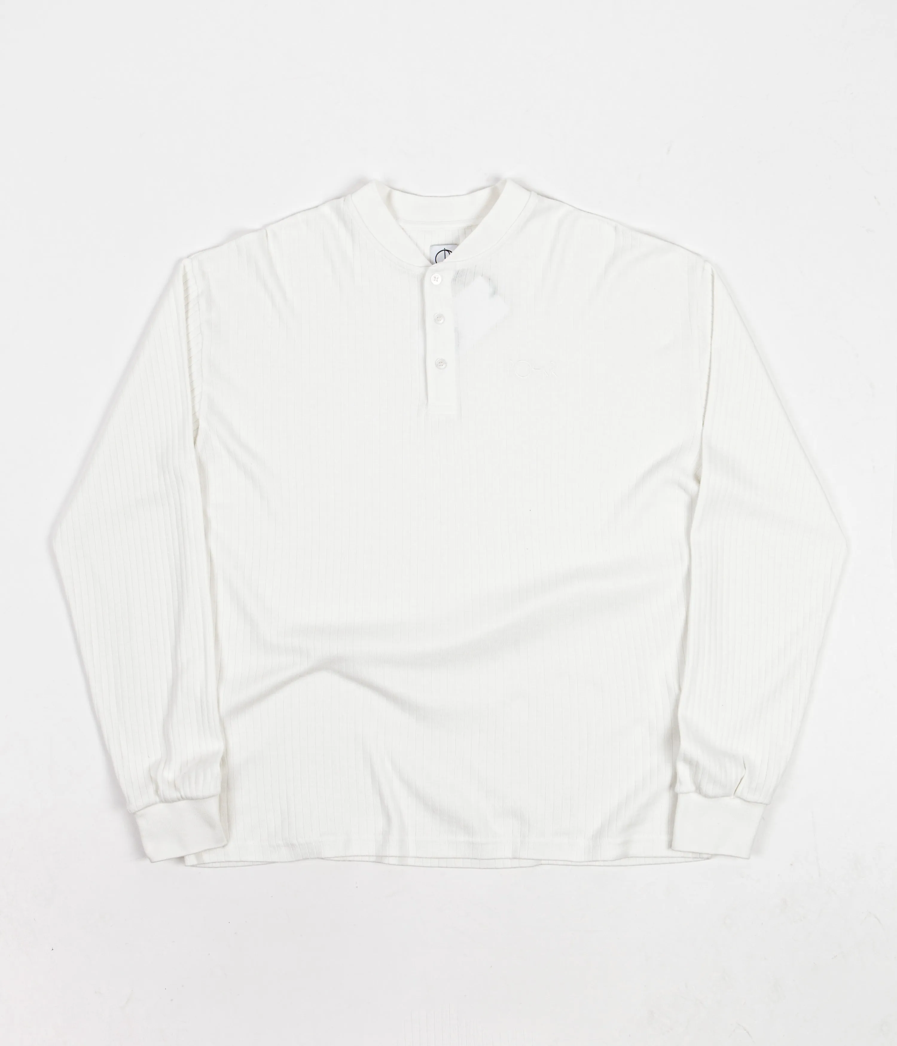 Polar Rib Henley Long Sleeve T-Shirt - Cloud White