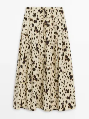 Printed skirt with drawstring detail