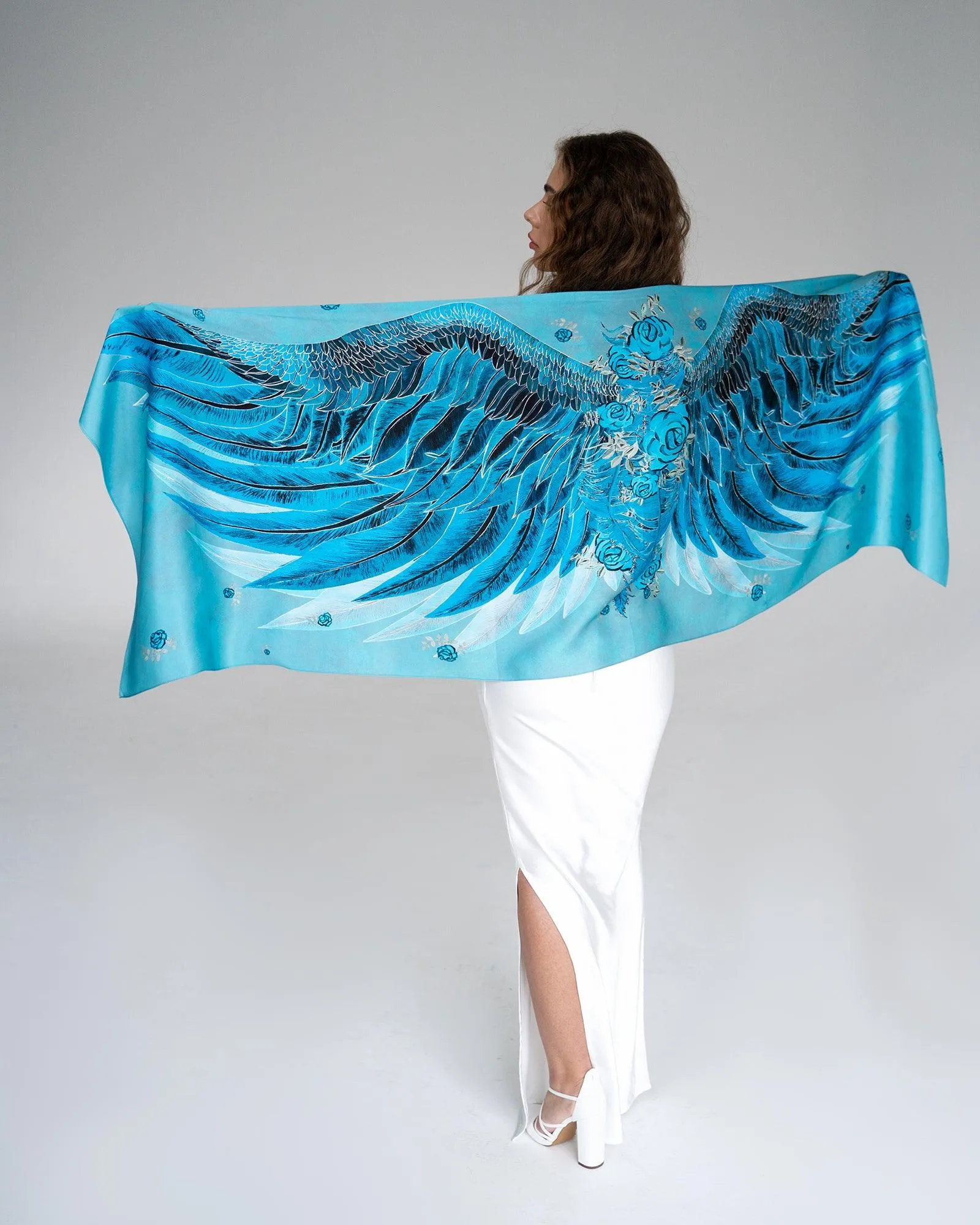 "Azure Wings" Silk Shawl by Zlitay