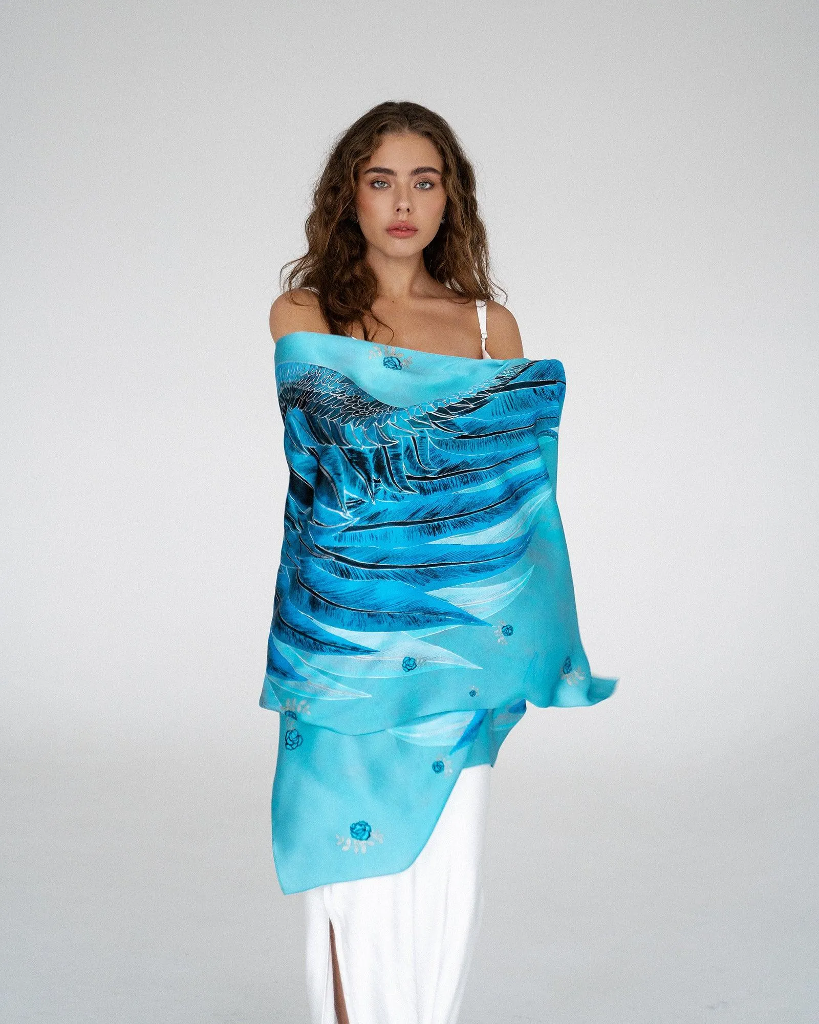 "Azure Wings" Silk Shawl by Zlitay