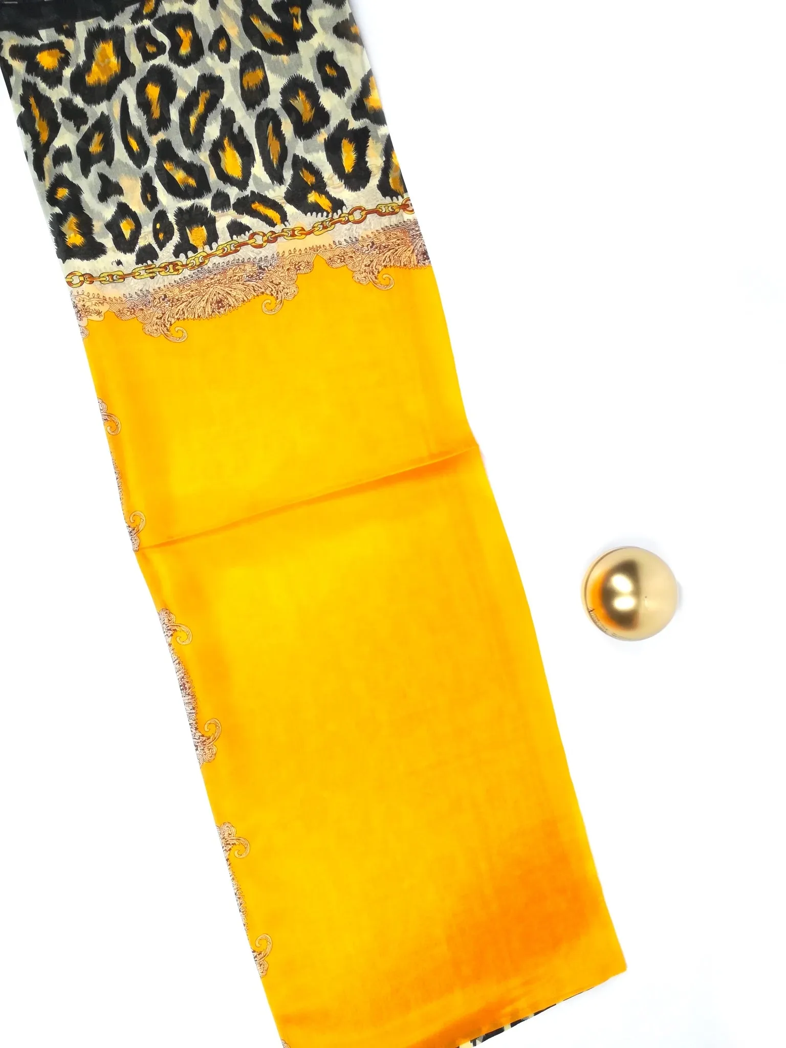 Rainbow Range| Large Silk Scarf Leopard Yellow