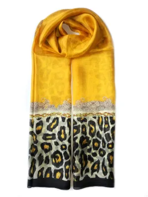 Rainbow Range| Large Silk Scarf Leopard Yellow