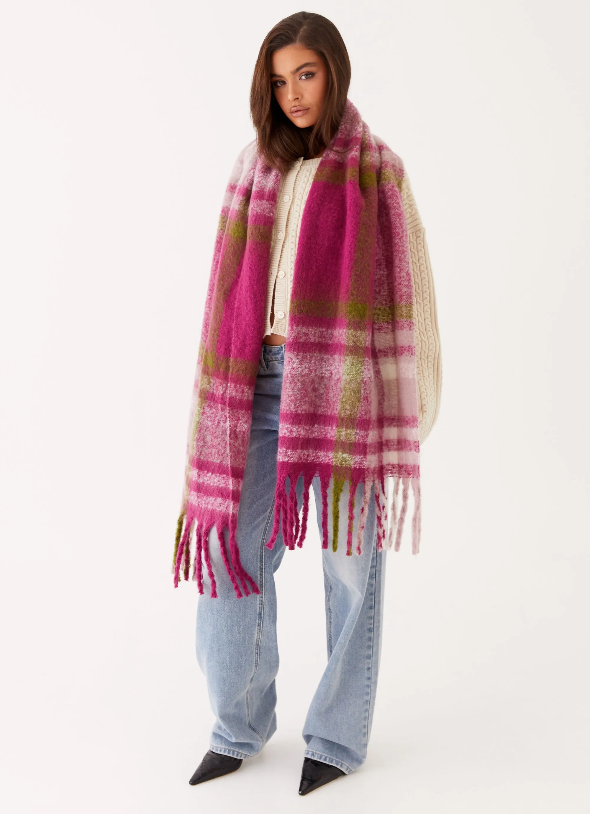 Rainier Plaid Scarf - Pink