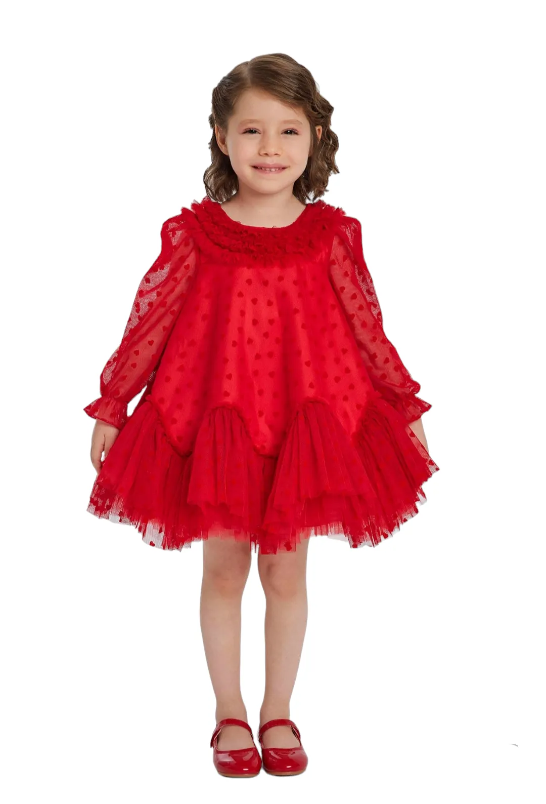 Red Ruffled Girls Dress