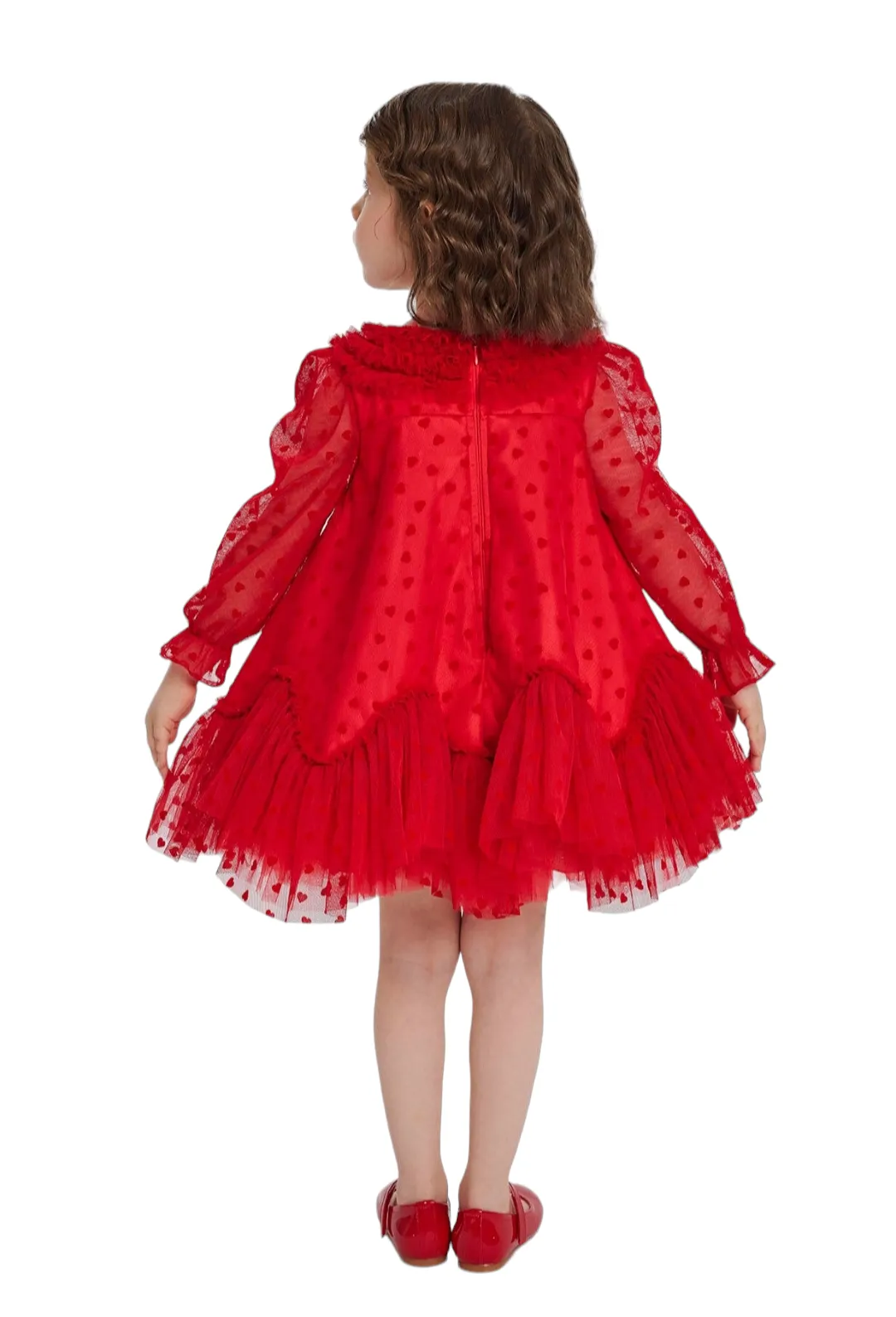 Red Ruffled Girls Dress