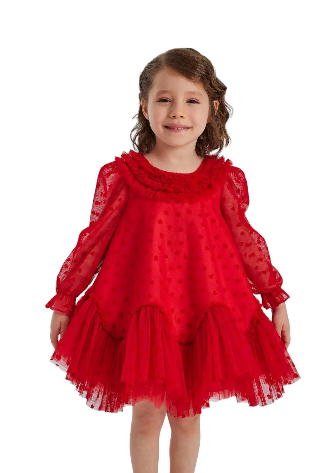 Red Ruffled Girls Dress