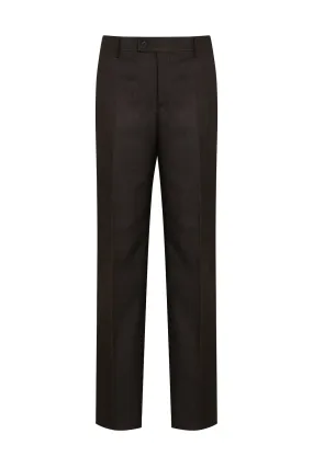 Regular Fit Side Pocket High Waist Unpleated Navy Dress Pants, Brown