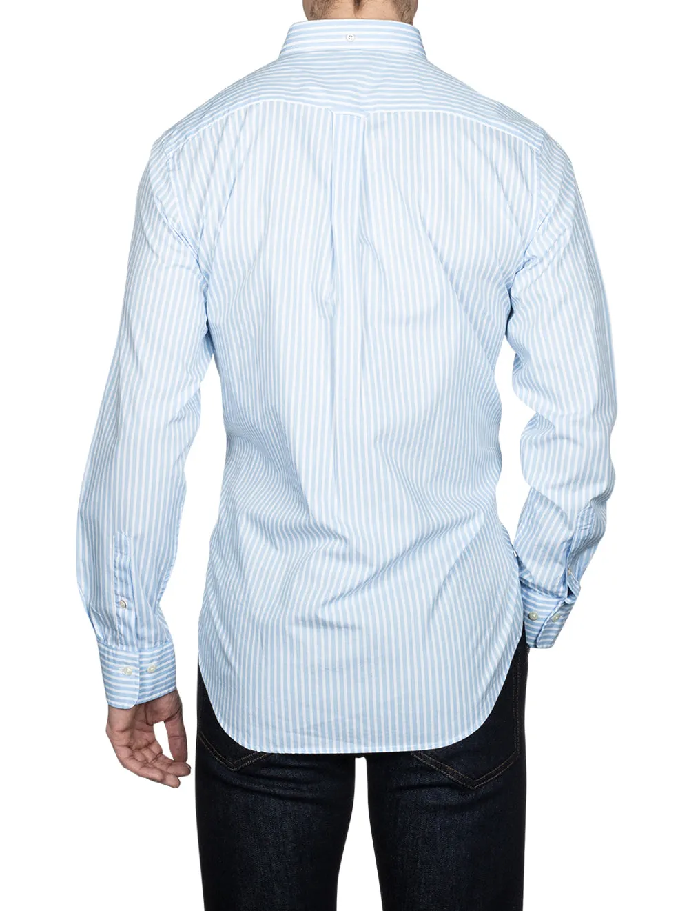 Regular Fit Stripe Broadcloth Shirt Capri Blue