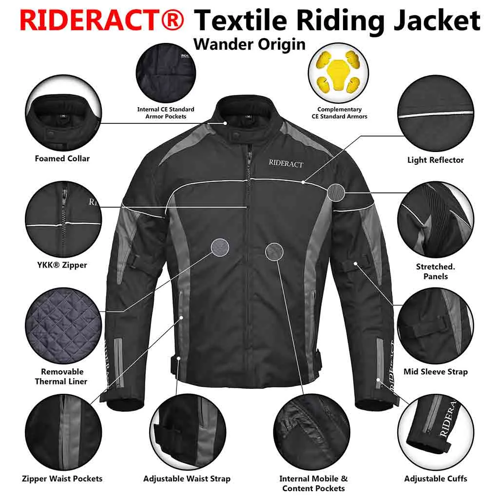 RIDERACT® Men Motorbike Jacket Textile Wander Origin