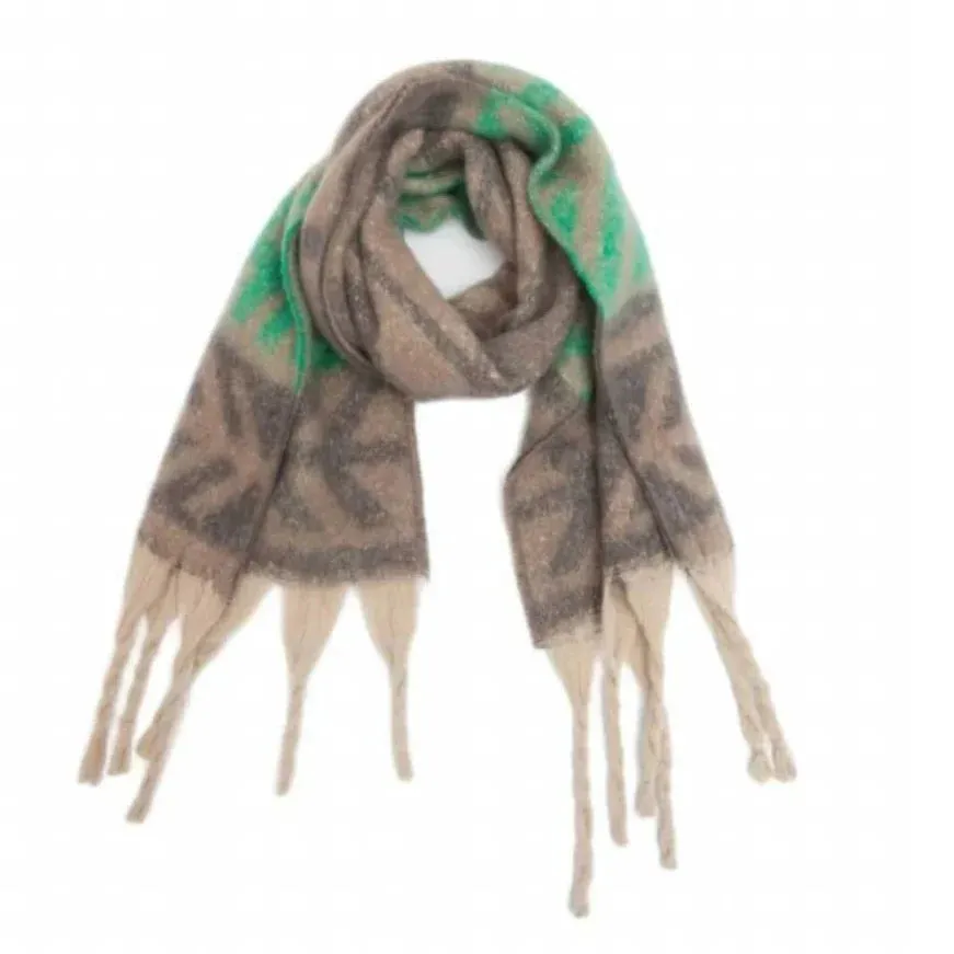 Salty Safari - Colorado Winter Scarf - Lime & Charcoal