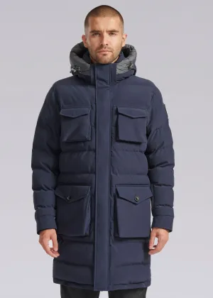 Sandbanks Branksome Long Puffer Jacket in Navy