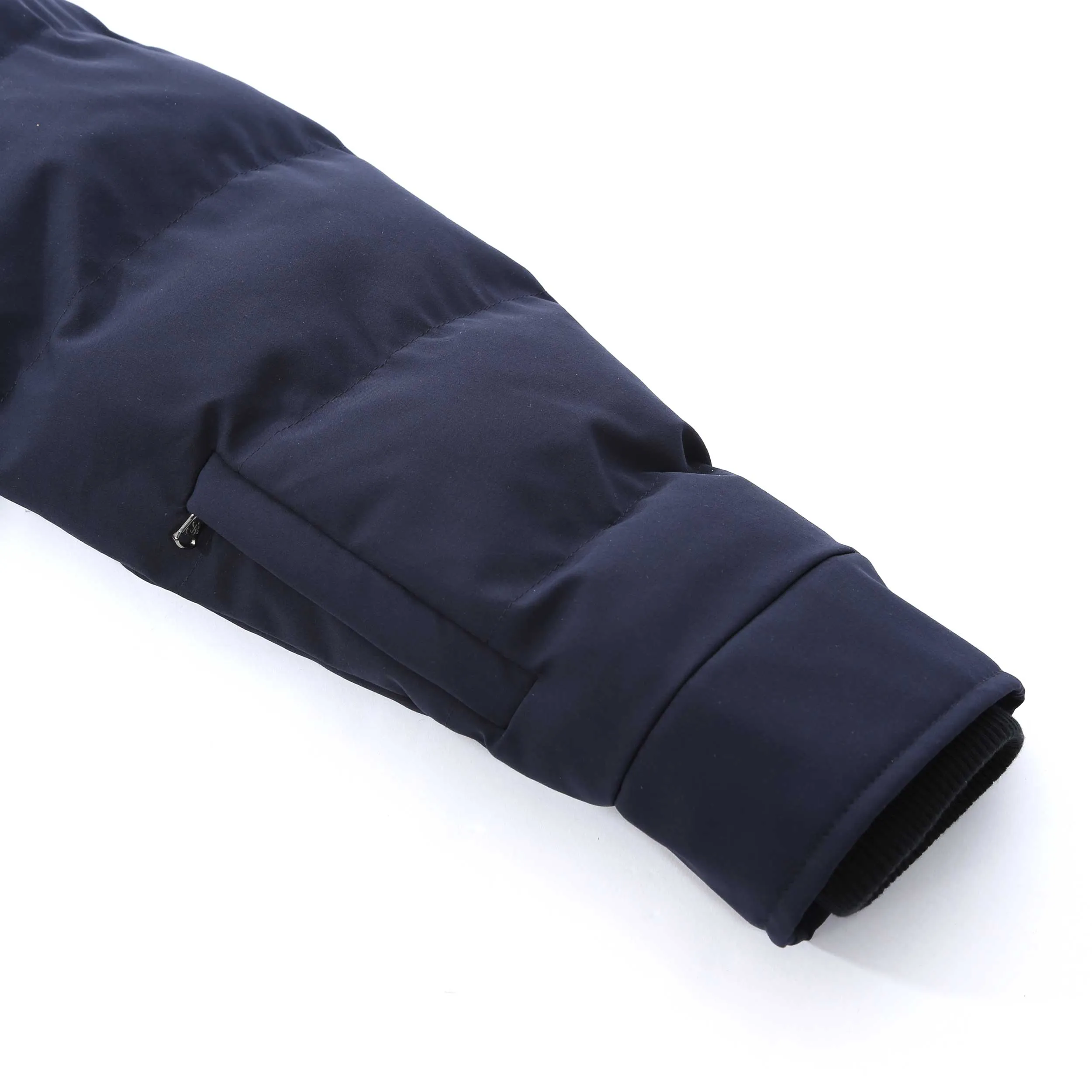 Sandbanks Branksome Long Puffer Jacket in Navy