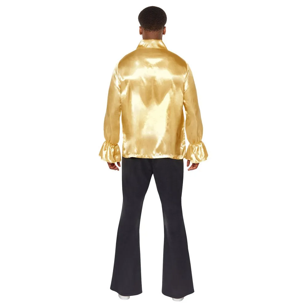 Satin Ruffle Gold Shirt Mens Costume