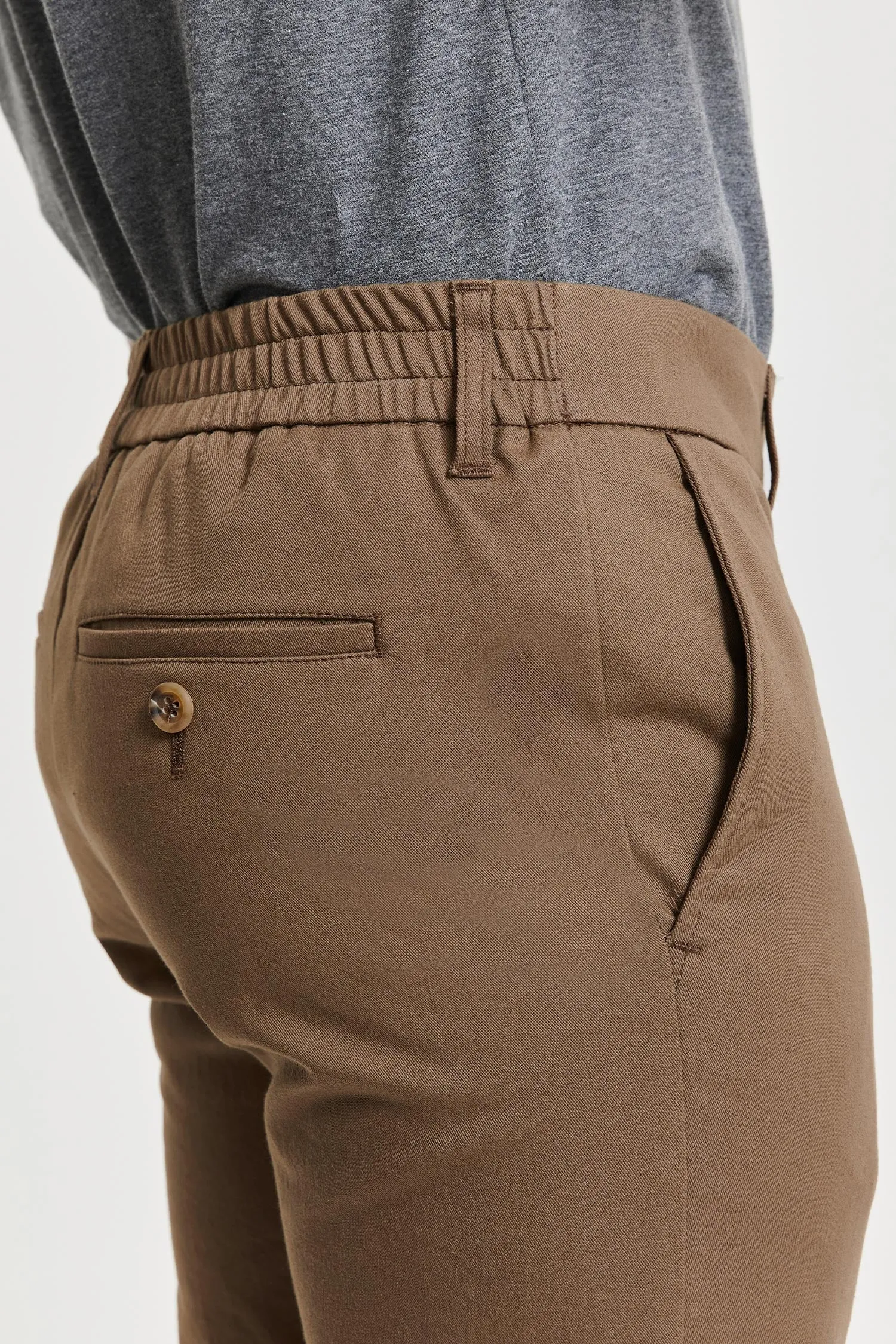 Seppo Organic Cotton Twill Trousers Brown