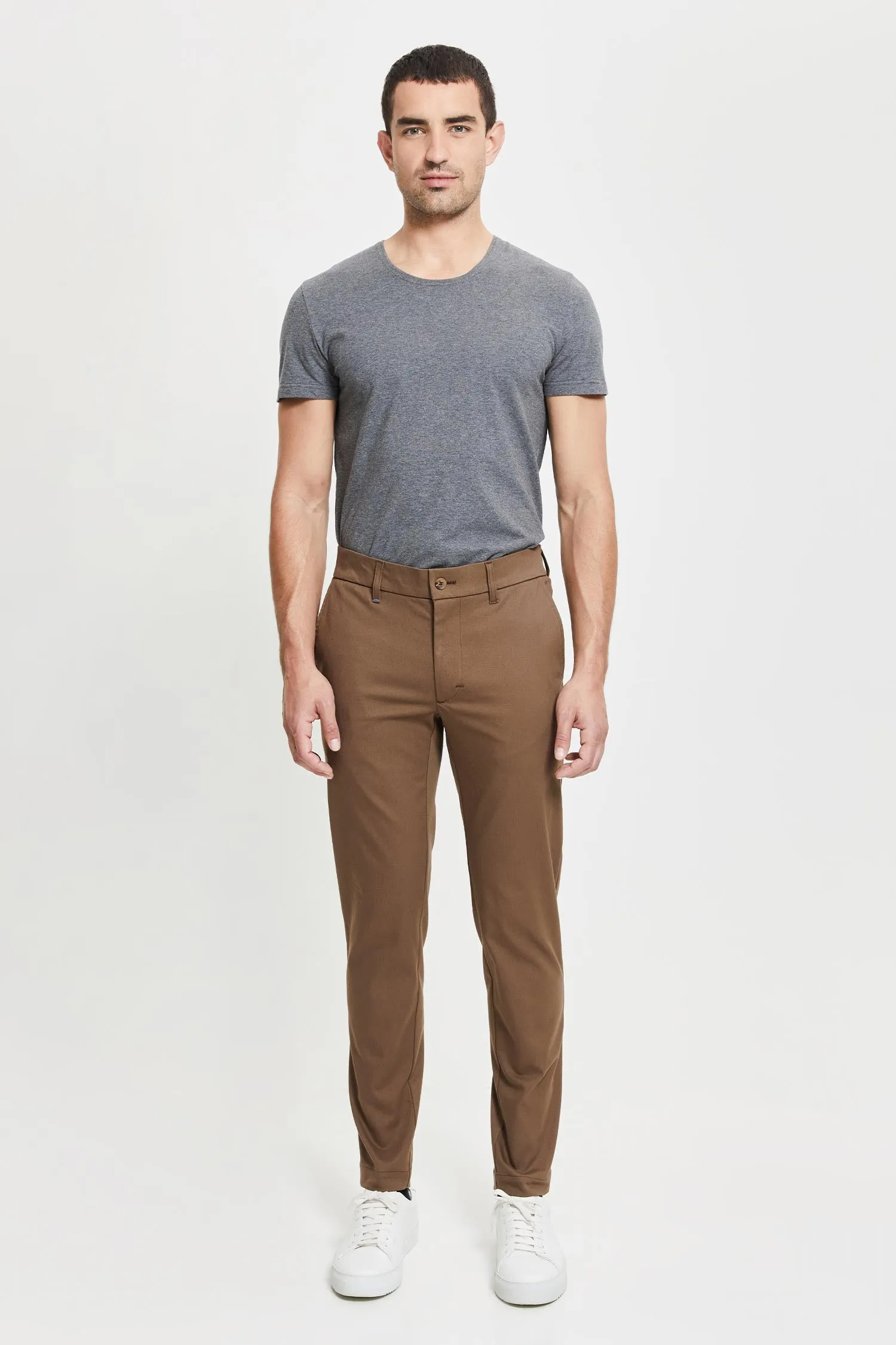 Seppo Organic Cotton Twill Trousers Brown