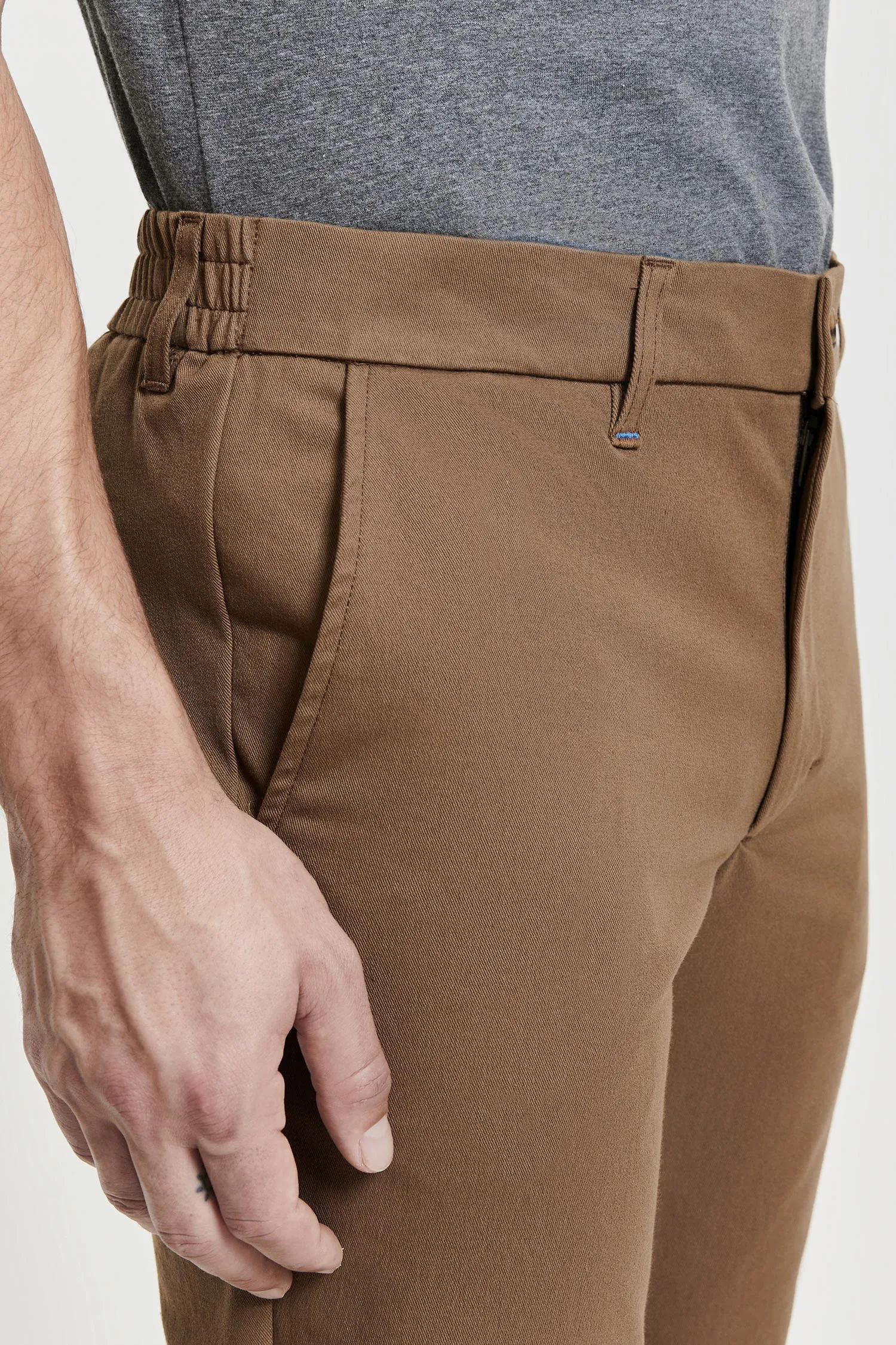 Seppo Organic Cotton Twill Trousers Brown