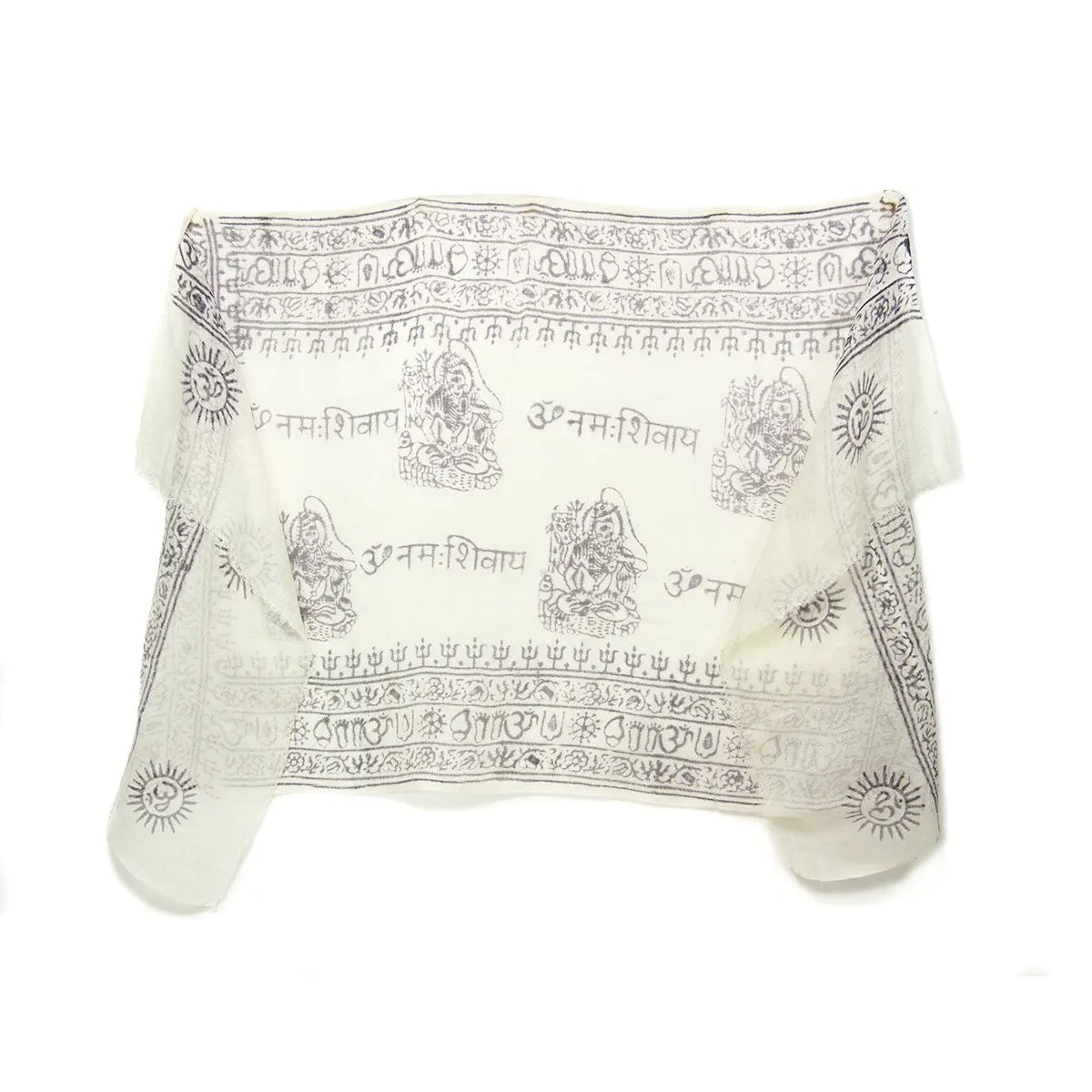 Shiva Printed Cotton Scarf, White