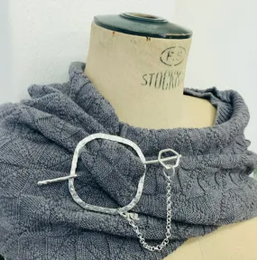 Silver scarf tie thin square