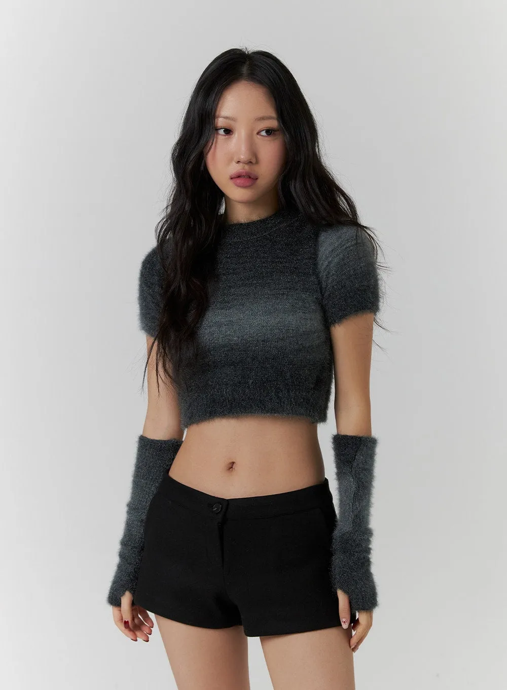 Soft Crop Sweater with Hand Warmers CD318