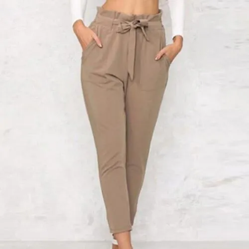 Solid Color Woman Pants Elastic High Waist Skinny Pants for Women Sliming Cropped Pencil Pants Long Trousers femme pantalon