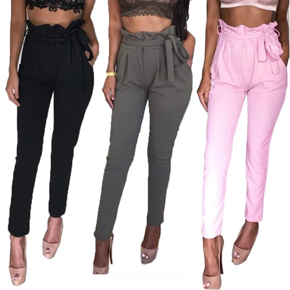 Solid Color Woman Pants Elastic High Waist Skinny Pants for Women Sliming Cropped Pencil Pants Long Trousers femme pantalon