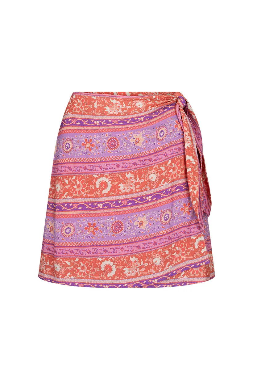 Spell Sunshine Bandit Wrap Mini Skirt - Cayenne