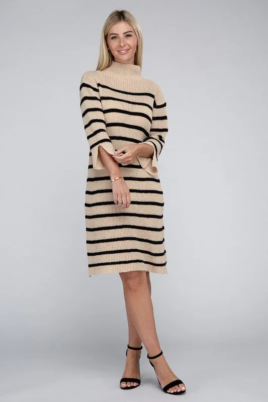 STRIPED PATTERN SWEATER DRESS