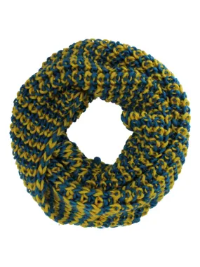 Teal Blue & Yellow Two-Tone Chunky Knit Unisex Infinity Circle Scarf