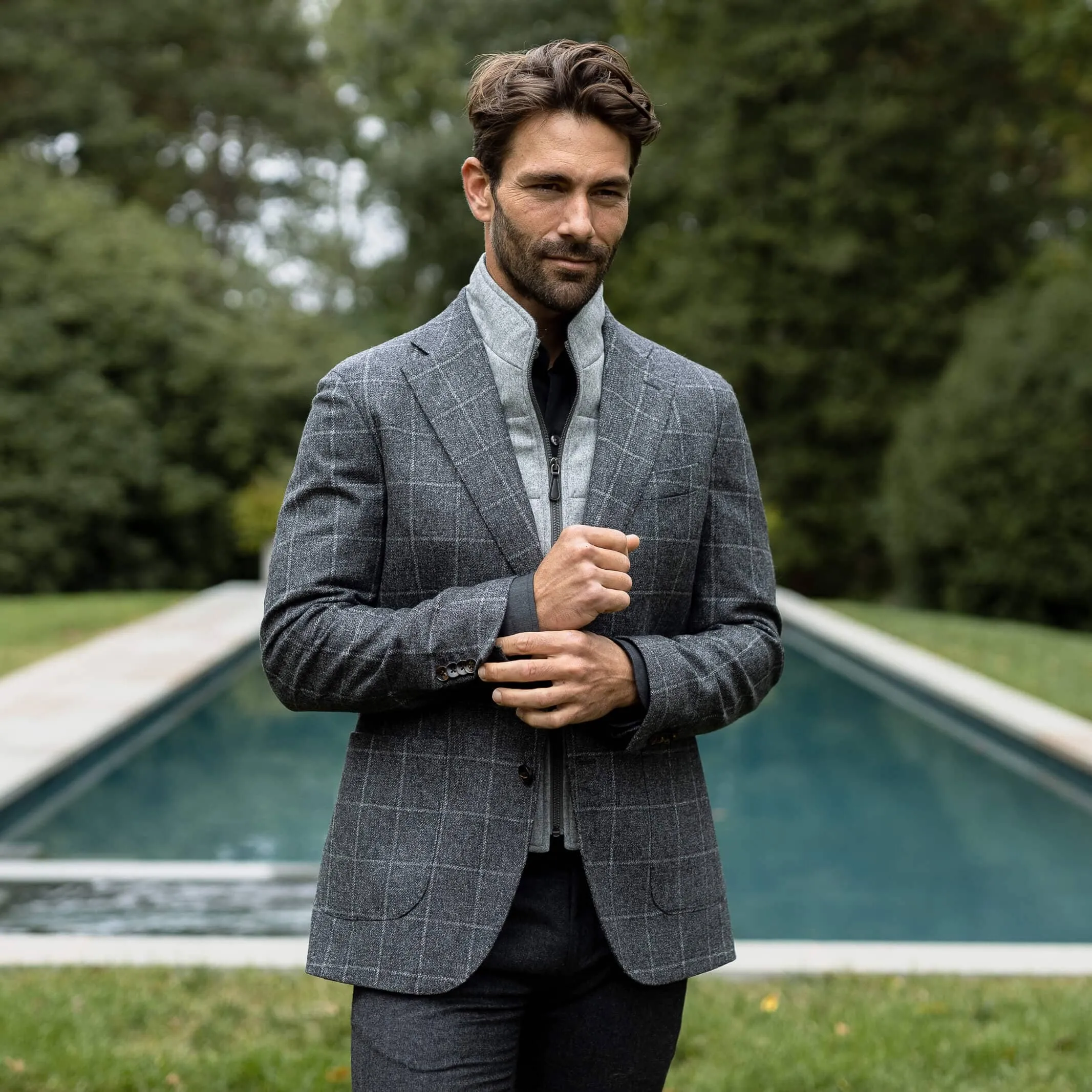 The Slate Garrison Windowpane Travel Jacket