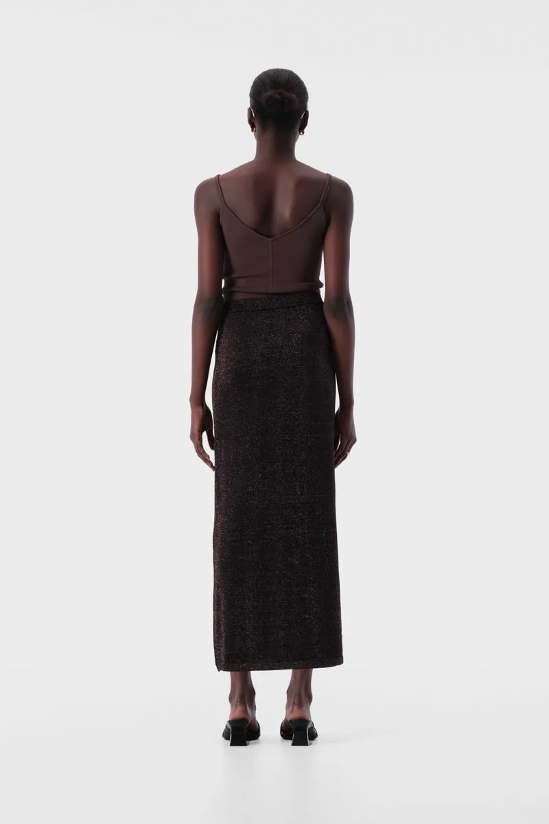 Thelma Knit Skirt Copper Lurex