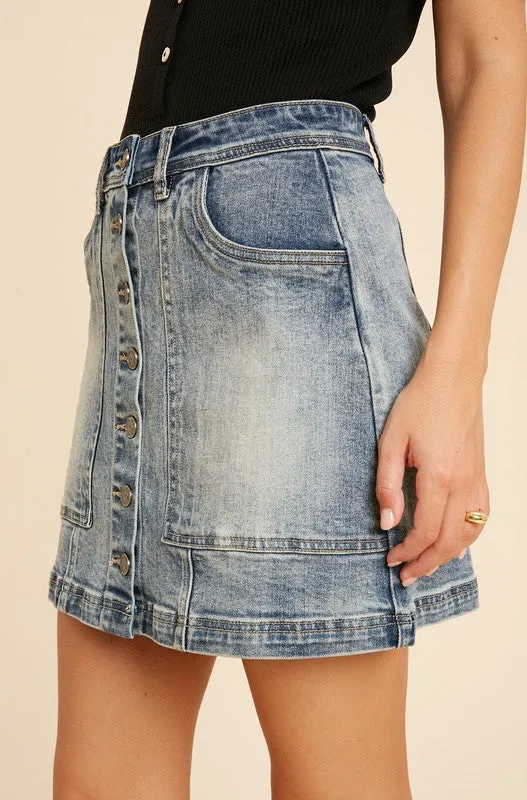 Tread Lightly Denim Button Down Front Skirt