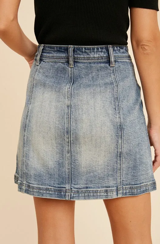 Tread Lightly Denim Button Down Front Skirt