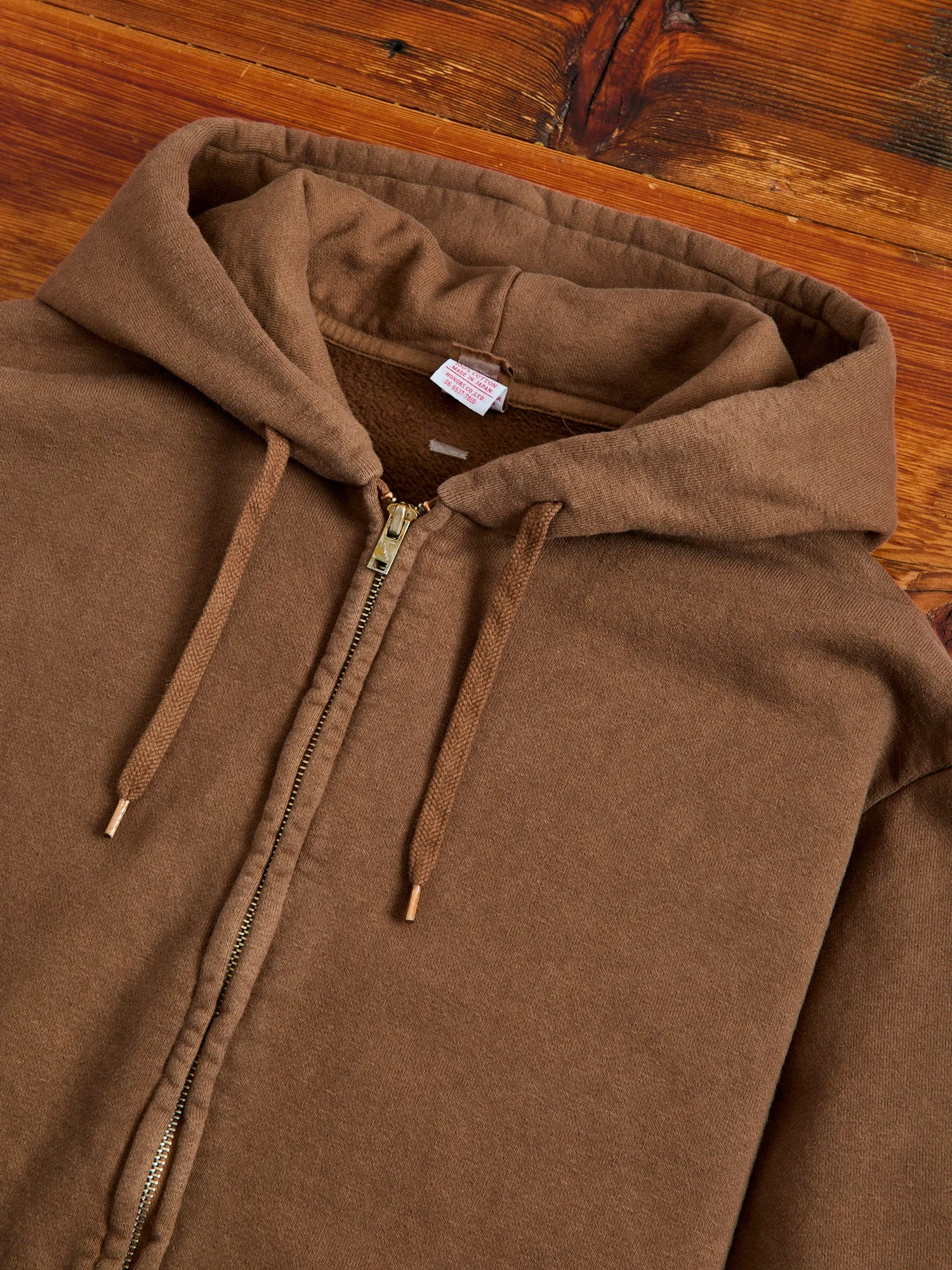 Tube Knit Zip Hoodie in Brown