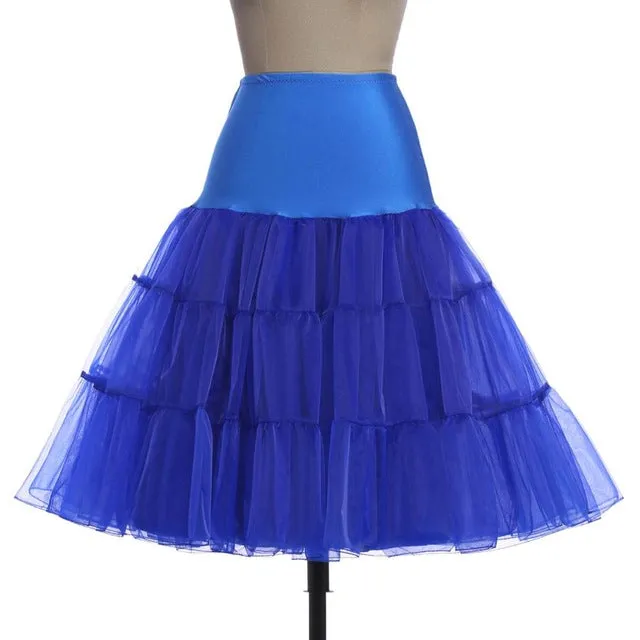 Tulle Skirts Womens Fashion High Waist Pleated Tutu Skirt Retro Vintage Petticoat Crinoline Underskirt Faldas Women Skirt Summer