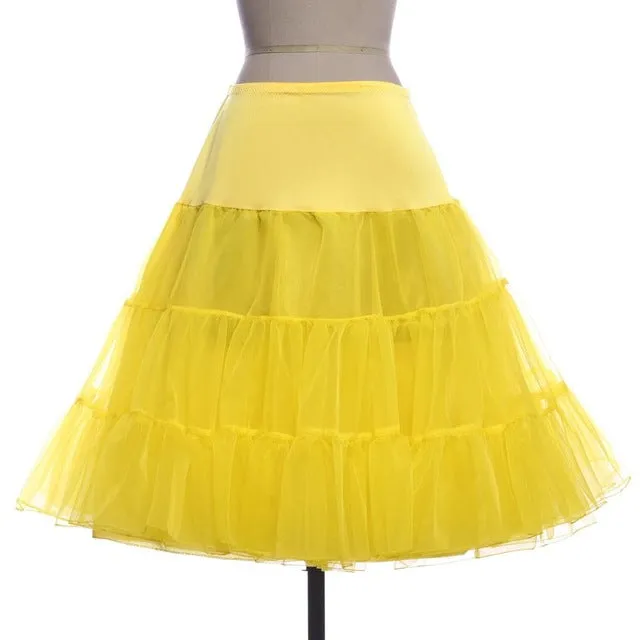 Tulle Skirts Womens Fashion High Waist Pleated Tutu Skirt Retro Vintage Petticoat Crinoline Underskirt Faldas Women Skirt Summer