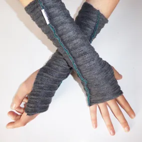 Twisty Wristees -  Dark charcoal with Denim flash