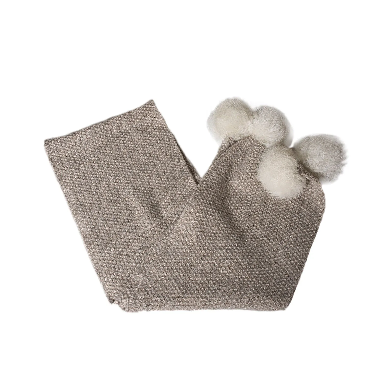 UGG Quatro Pom Cashmere Oatmeal Heather Scarf - Women's