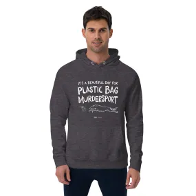 unisex eco raglan hoodie: plastic bag murdersport (borzoi)