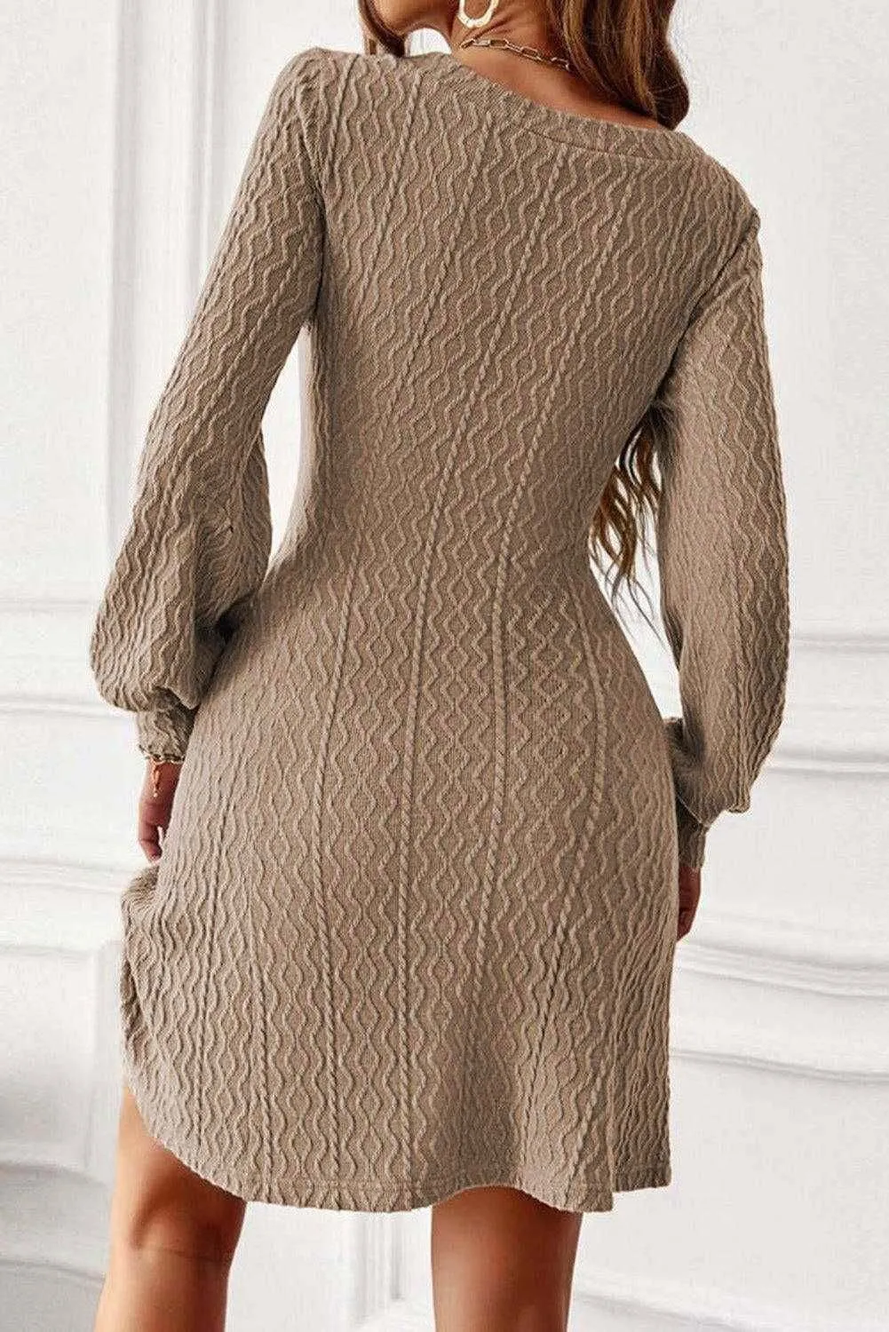 Vase Sleeve Dress - Stylish Textured Knit Dress for Any Occasion