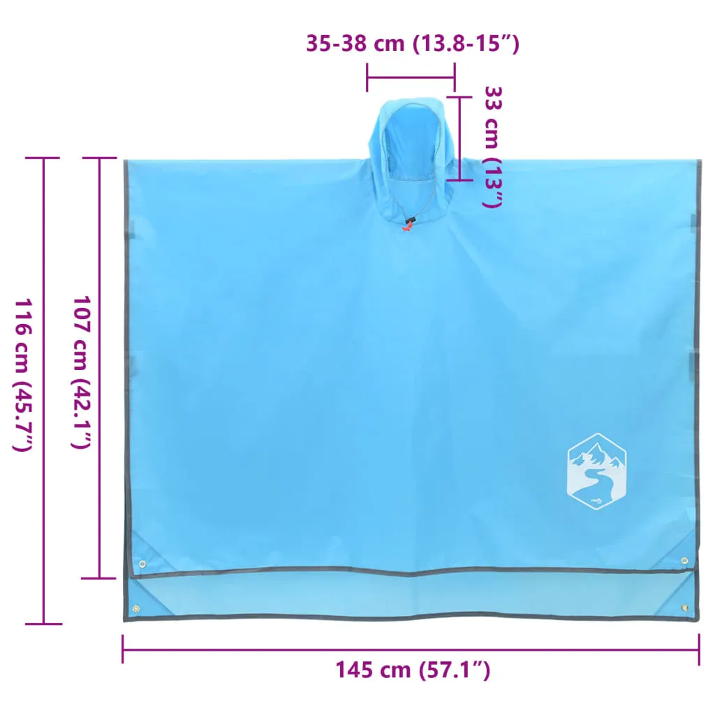 vidaXL Rain Poncho with Hood 2-in-1 Design Blue 223x145 cm